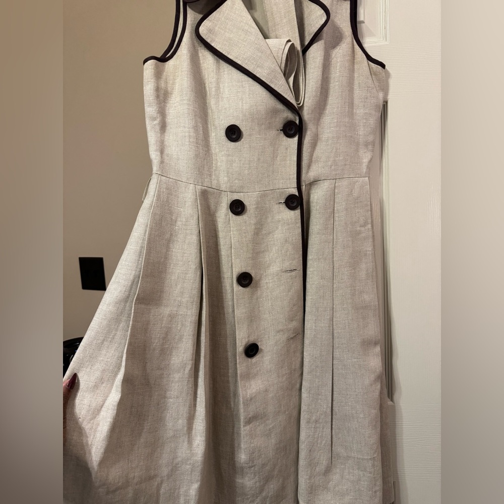 Classy linen dress with a belted tie